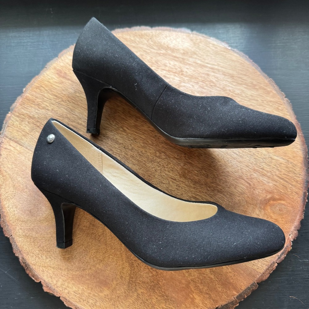 Life Stride Parigi Black Fabric Round Toe Heel Pumps Women's 7 - Picture 2 of 8
